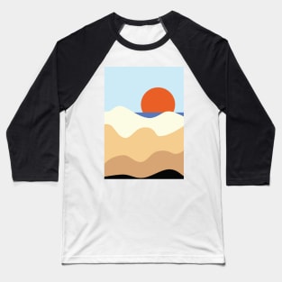 Minimalist Modern Sunset at The Beach Landscape Graphic Art Baseball T-Shirt